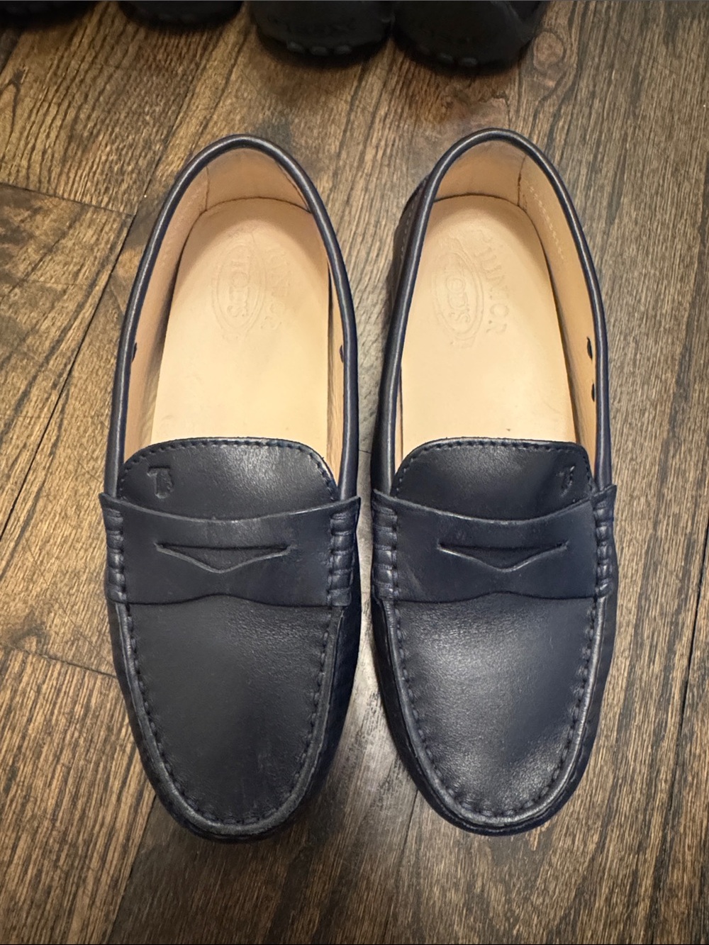 Boys Tod’s Navy Leather Penny Loafers